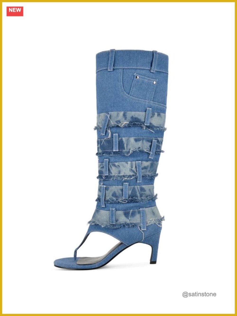 Women's Kitten Heel Sandal Boots Open Toe Thong Side Zipper